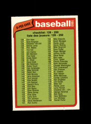 1980 CHECK LIST 126-250 O-PEE-CHEE #128 BASEBALL *G9359