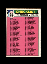 1979 CHECK LIST 126-250 O-PEE-CHEE #242 BASEBALL *G9363