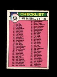 1979 CHECK LIST 1-125 O-PEE-CHEE #121 BASEBALL *G9397