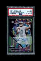 2020 TUA TAGOVAILOA ROOKIES & STARS #21 DOLPHINS /10 AUTO PSA 10