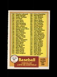 1981 CHECKLIST O-PEE-CHEE #241 CHECK LIST 126-250 *R8914