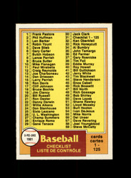 1981 CHECKLIST O-PEE-CHEE #31 CHECK LIST 1-125 *R8924