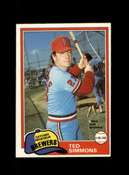 1981 TED SIMMONS O-PEE-CHEE #352 BREWERS GRAY BACK *R9089