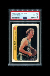 1986 LARRY BIRD FLEER #2 CELTICS STICKER PSA 6