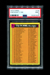 1973 TOPPS #116 HOCKEY CHECKLIST 1-198 PSA 9