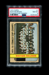 1972 BOSTON BRUINS TOPPS #1 STANLEY CUP CHAMPS PSA 8