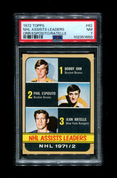 1972 ORR/ESPOSITO/RATELLE TOPPS #62 NHL ASSISTS LEADERS PSA 7 