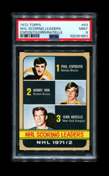 1972 ESPOSITO/ORR/RATELLE TOPPS #63 NHL SCORING LEADERS PSA 9