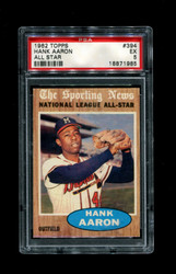 1962 HANK AARON TOPPS #394 ALL STAR BRAVES PSA 5