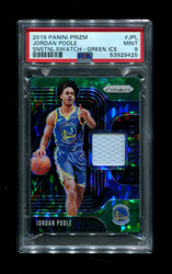 2019 JORDAN POOLE PANINI PRIZM SENSATIONAL SWATCH -GREEN ICE /56 PSA 9