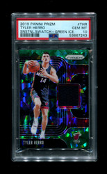 2019 TYLER HERRO PANINI PRIZM SENSATIONAL SWATCH-GREEN ICE /56 PSA 10