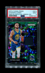 2019 STEPHEN CURRY PANINI PRIZM SENSATIONAL SWATCH-GREEN ICE /56 PSA 9 