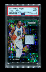 2019 KEVIN DURANT PANINI PRIZM SENSATIONAL SWATCH-GREEN ICE /56 PSA 9