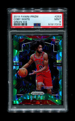 2019 COBY WHITE PRIZM #253 GREEN ICE PSA 9