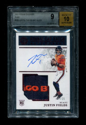 2021 JUSTIN FIELDS PANINI ENCASED #123 ROOKIE HAT AUTO/15 BGS 9