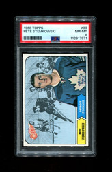 1968 PETE STEMKOWSKI TOPPS #33 RED WINGS PSA 8