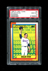 1990 NOLAN RYAN O-PEE-CHEE #5 RANGERS PSA 10 