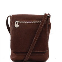 Sasha - Unisex Leather Shoulder Bag - Brown