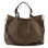TL Bag - Woven Printed Leather Shopping Bag with Golden Pendant - Brown