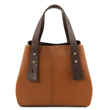 TL Bag - Leather shopping bag - Cognac