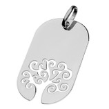 Sterling Silver Pendant  Tree-of-life cut-out dogtag Wth Chain 18Inch