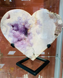Pink Amethyst Heart Large On Stand