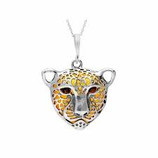 Leopard amber pendant sterling silver
