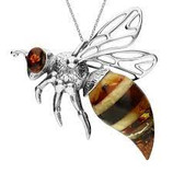 Amber Wasp pendant sterling silver