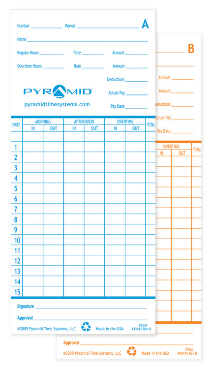 pyramid 2600 time cards work time card