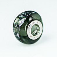 Steel Dichroic Murano Glass Charm Bead