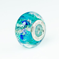 Aquamarine Sparkles Fantasy Murano Glass Charm Bead