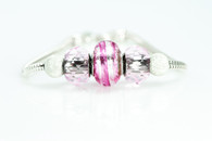 Pink/Silver European Style Large Hole Bead Charm Bracelet