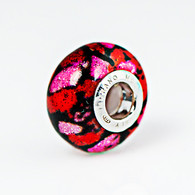 Red and Pink Marble Murano Glass Charm Bead