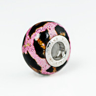 Pink Chocolate Leopard Murano Glass Charm Bead