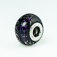 Purple Sparkle Black Dichroic Murano Glass Charm Bead