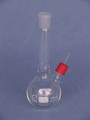 FLAT BOTTOM FLASK, 100ML LONG NECK, 19/26 WITH  ATTACHED AIR BLEED TUBE, 14/23