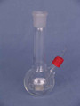 FLAT BOTTOM FLASK, 100ML LONG NECK, 24/29 WITH  ATTACHED AIR BLEED TUBE, 14/23