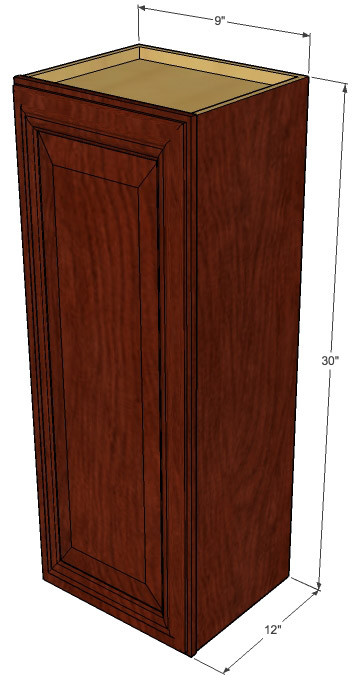 Small Single Door Brandywine Maple Wall Cabinet 9 Inch Wide X 30