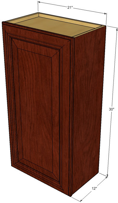 Small Single Door Brandywine Maple Wall Cabinet - 21 Inch Wide x 30 Inch High - Kitchen Cabinet ...