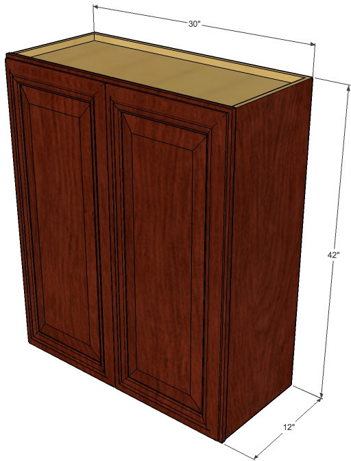 Large Double Door Brandywine Maple Wall Cabinet - 30 Inch Wide x 42 Inch High - Kitchen Cabinet ...