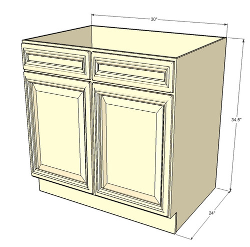 Nantucket Linen White Sink Base Unit With 2 False Drawers 30 Inch