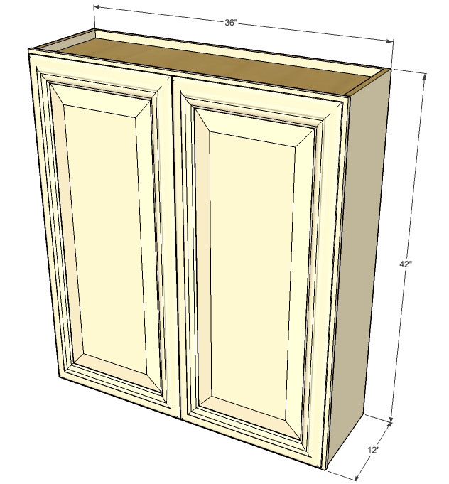 Large Double Door Nantucket Linen White Wall Cabinet 36 Inch