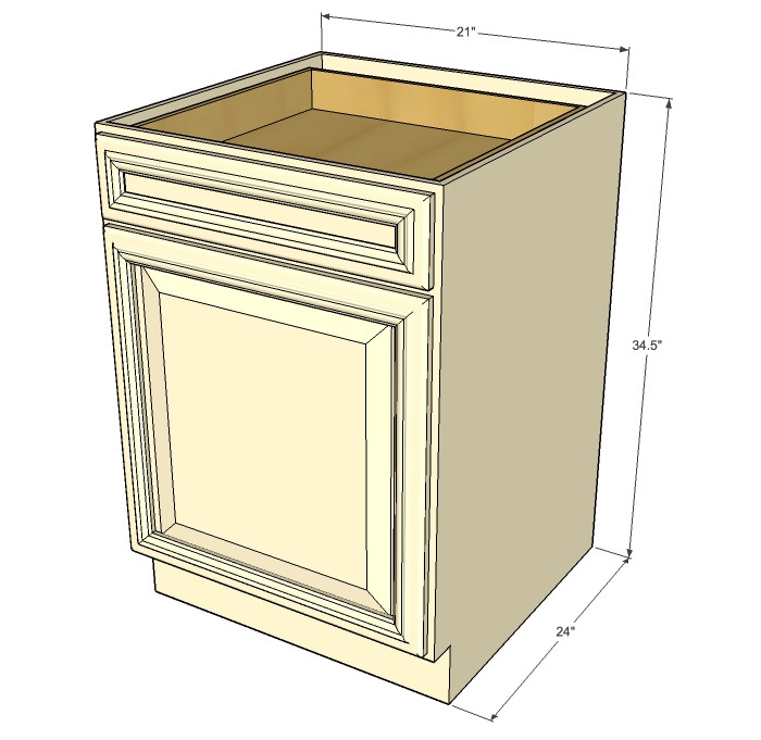Tuscany White Maple Small Base Cabinet With 21 Inch Door Drawer