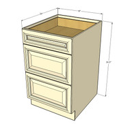 Tuscany White Maple 3 Drawer Base Cabinet 30 Inch Kitchen