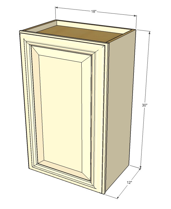 Small Single Door Tuscany White Maple Wall Cabinet - 18 ...