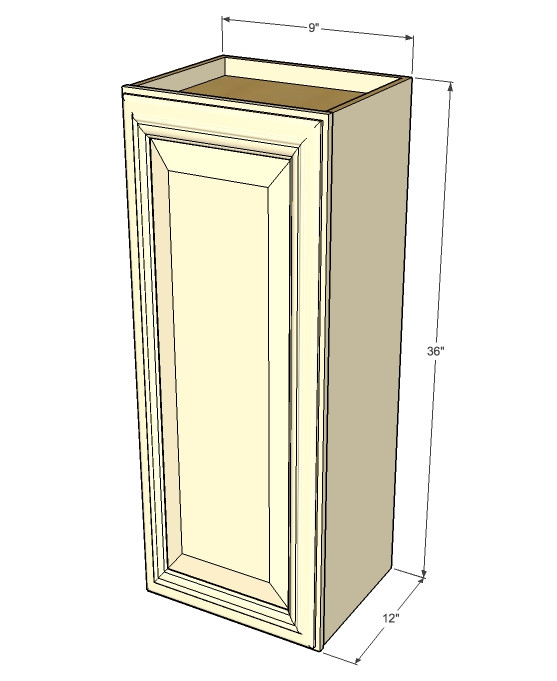 Small Single Door Tuscany White Maple Wall Cabinet 9 Inch Wide X