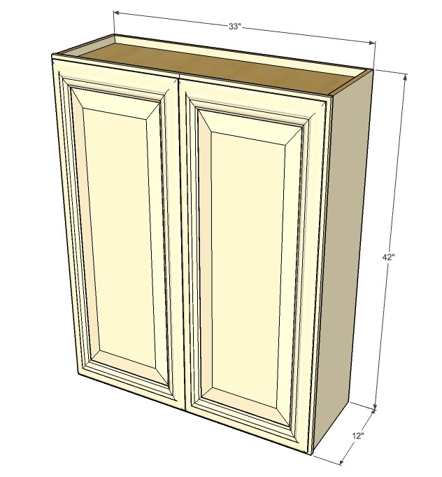 Large Double Door Tuscany White Maple Wall Cabinet 33 Inch Wide