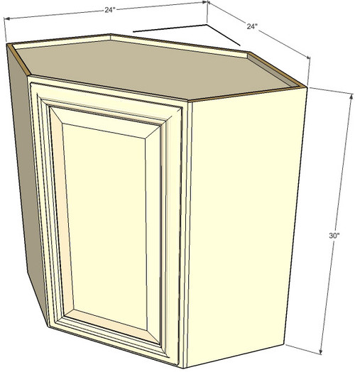 tuscany white maple diagonal corner wall cabinet - 24 inch wide x 30