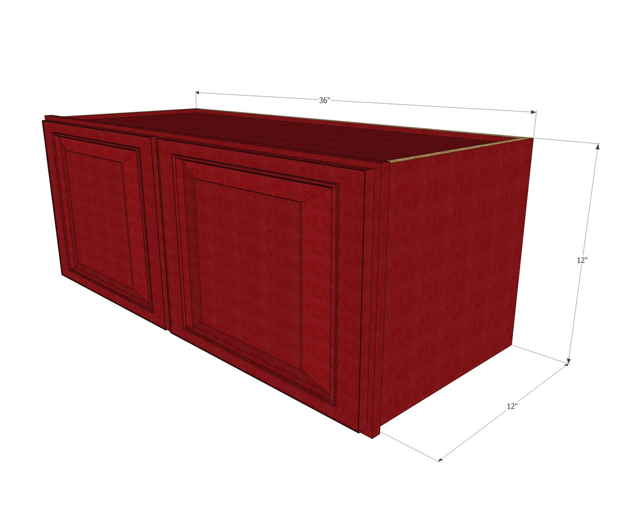 Grand Reserve Cherry Horizontal Overhead Wall Cabinet - 36 Inch Wide x 12 Inch High - Kitchen ...