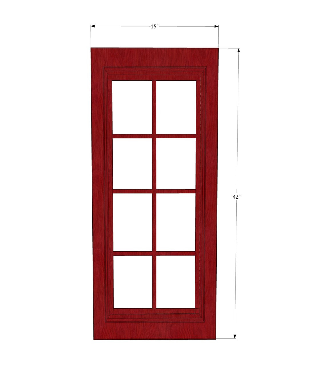 Grand Reserve Cherry Mullion Glass Door 15 Inch Wide X 42 Inch